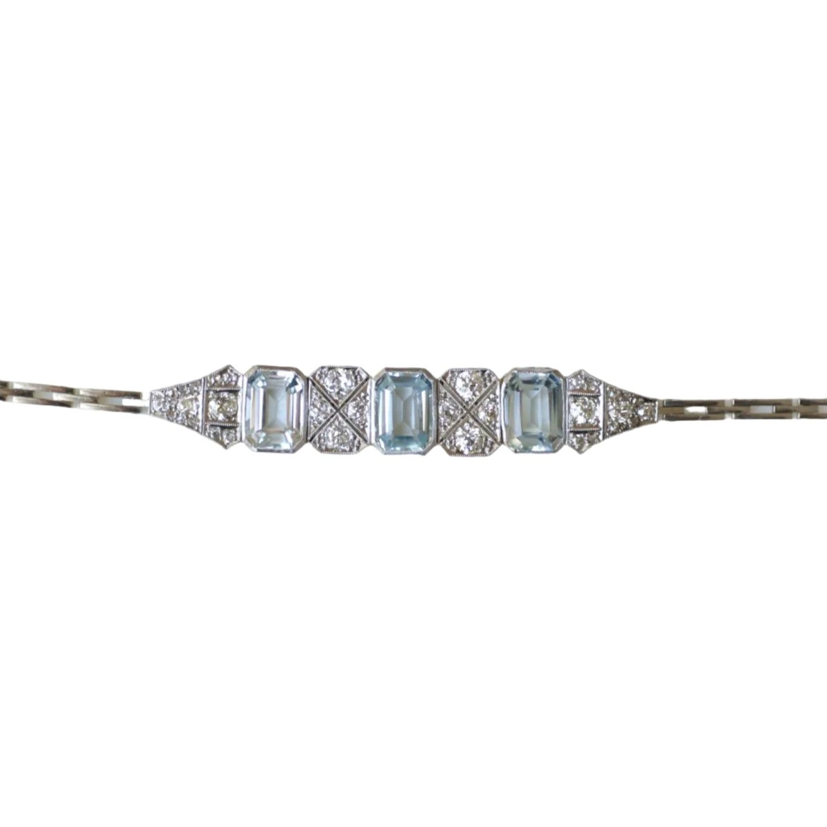 Bracelet en or blanc, aigues-marines et diamants - Castafiore