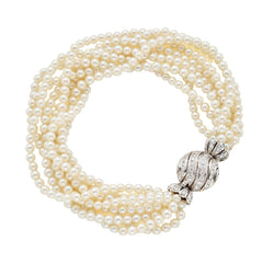 Bracelet en or blanc, perles et diamants - Castafiore