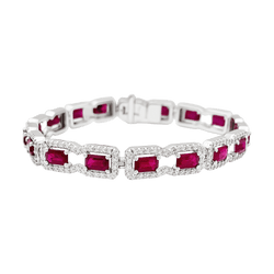 Bracelet en or blanc, rubis et diamants - Castafiore