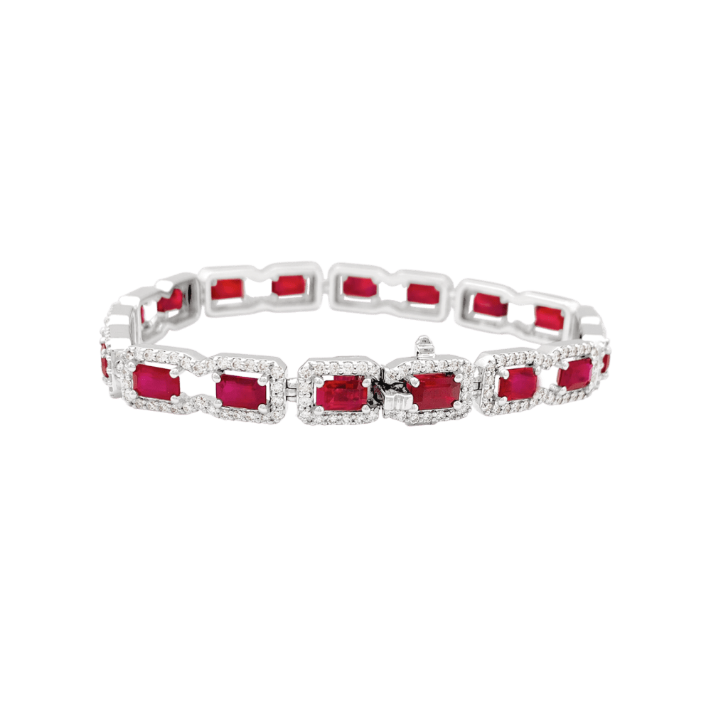 Bracelet en or blanc, rubis et diamants - Castafiore