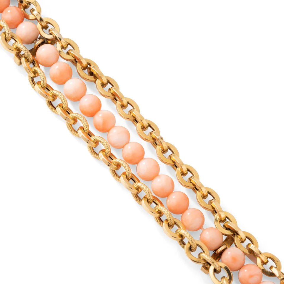 Bracelet en or et corail peau d'ange. - Castafiore