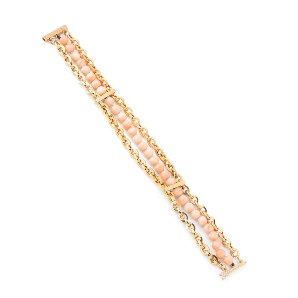 Bracelet en or et corail peau d'ange. - Castafiore