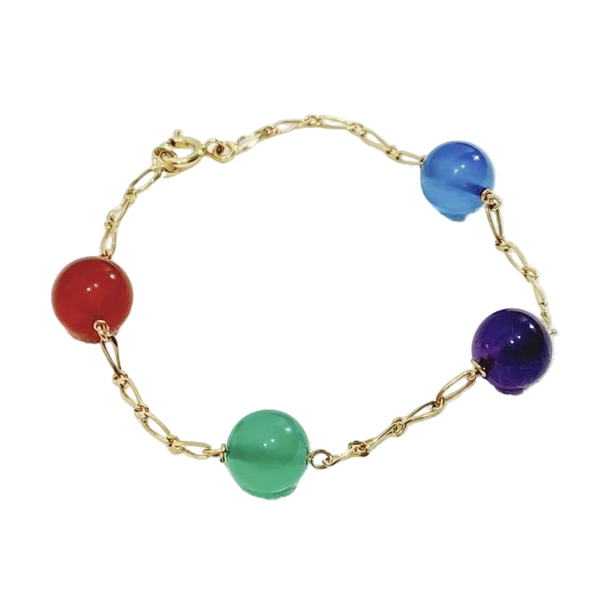 Bracelet en or et perles de couleurs - Castafiore
