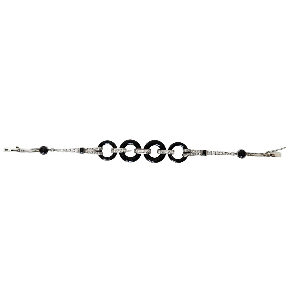 Bracelet en or gris, onyx et diamants - Castafiore