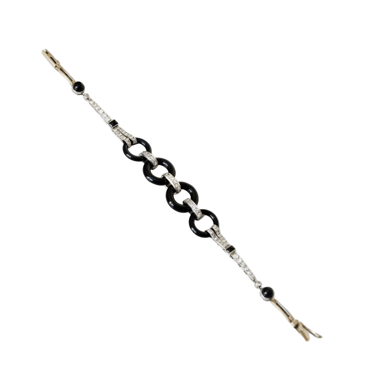 Bracelet en or gris, onyx et diamants - Castafiore