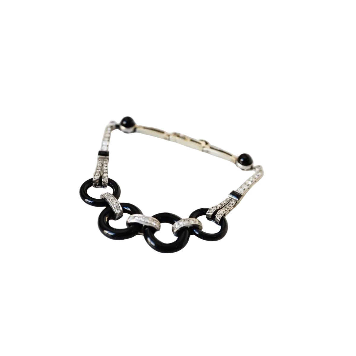 Bracelet en or gris, onyx et diamants - Castafiore