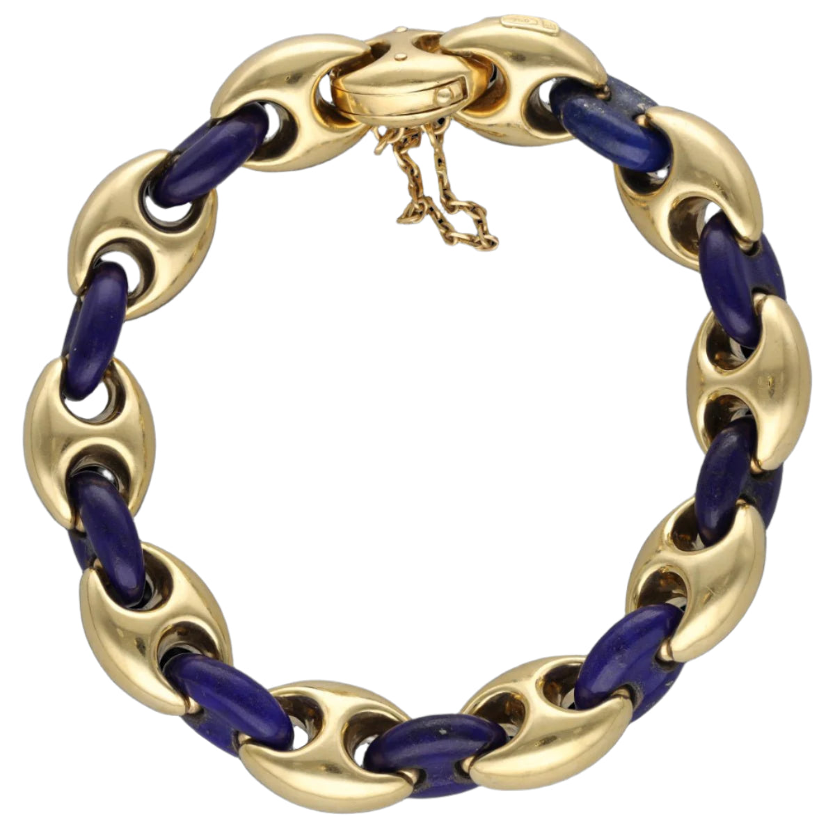 Bracelet en or jaune 18K avec Lapis lazuli . Poids: 33,20 grs. 20 cm - Castafiore