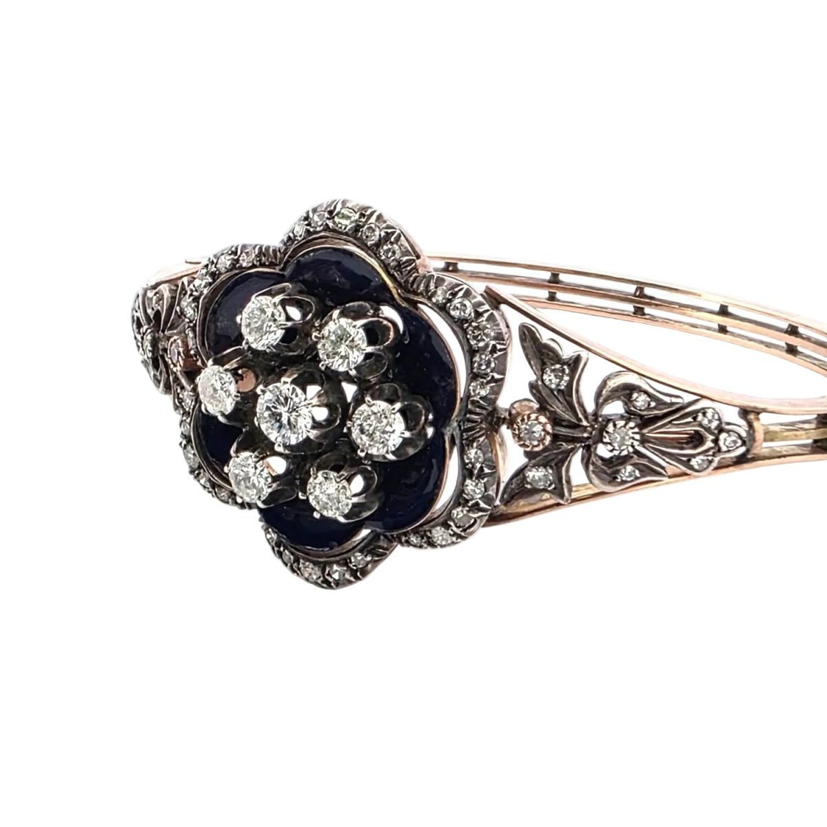 Bracelet en or jaune, argent, émail et diamants - Castafiore