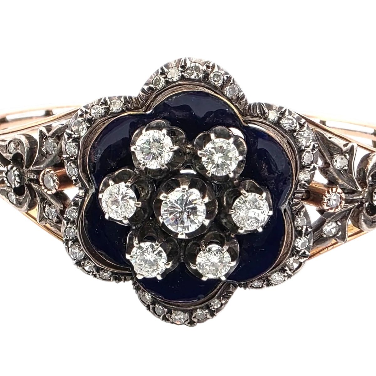 Bracelet en or jaune, argent, émail et diamants - Castafiore