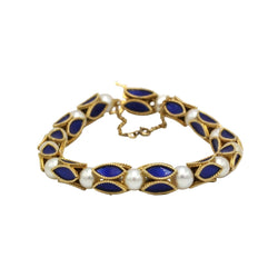 Bracelet en or jaune, émail et perles - Castafiore
