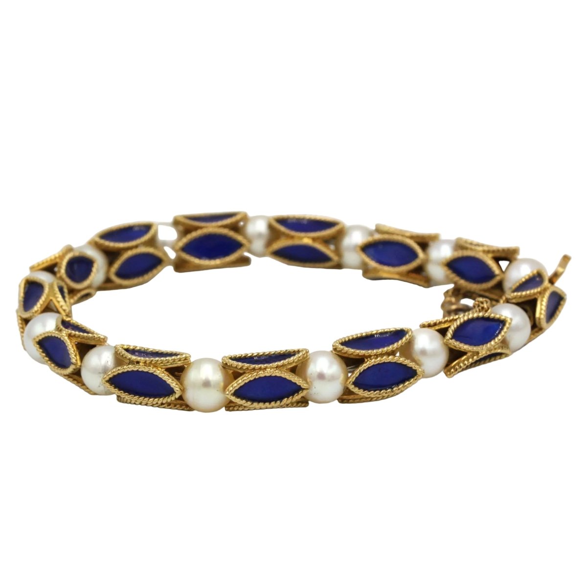 Bracelet en or jaune, émail et perles - Castafiore