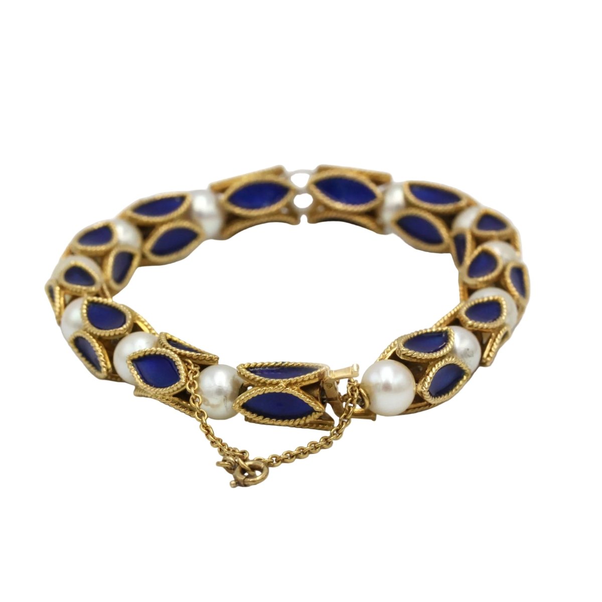 Bracelet en or jaune, émail et perles - Castafiore