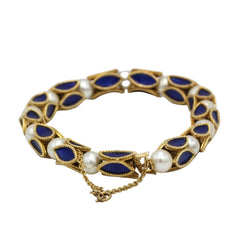Bracelet en or jaune, émail et perles - Castafiore
