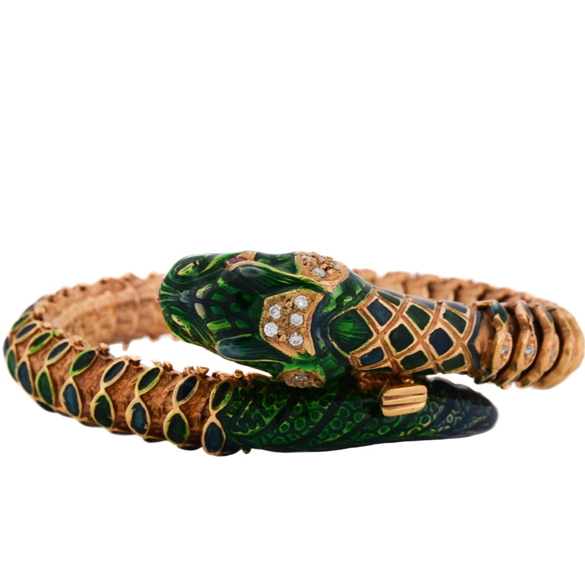 Bracelet en or jaune, émail, rubis et diamants - Castafiore