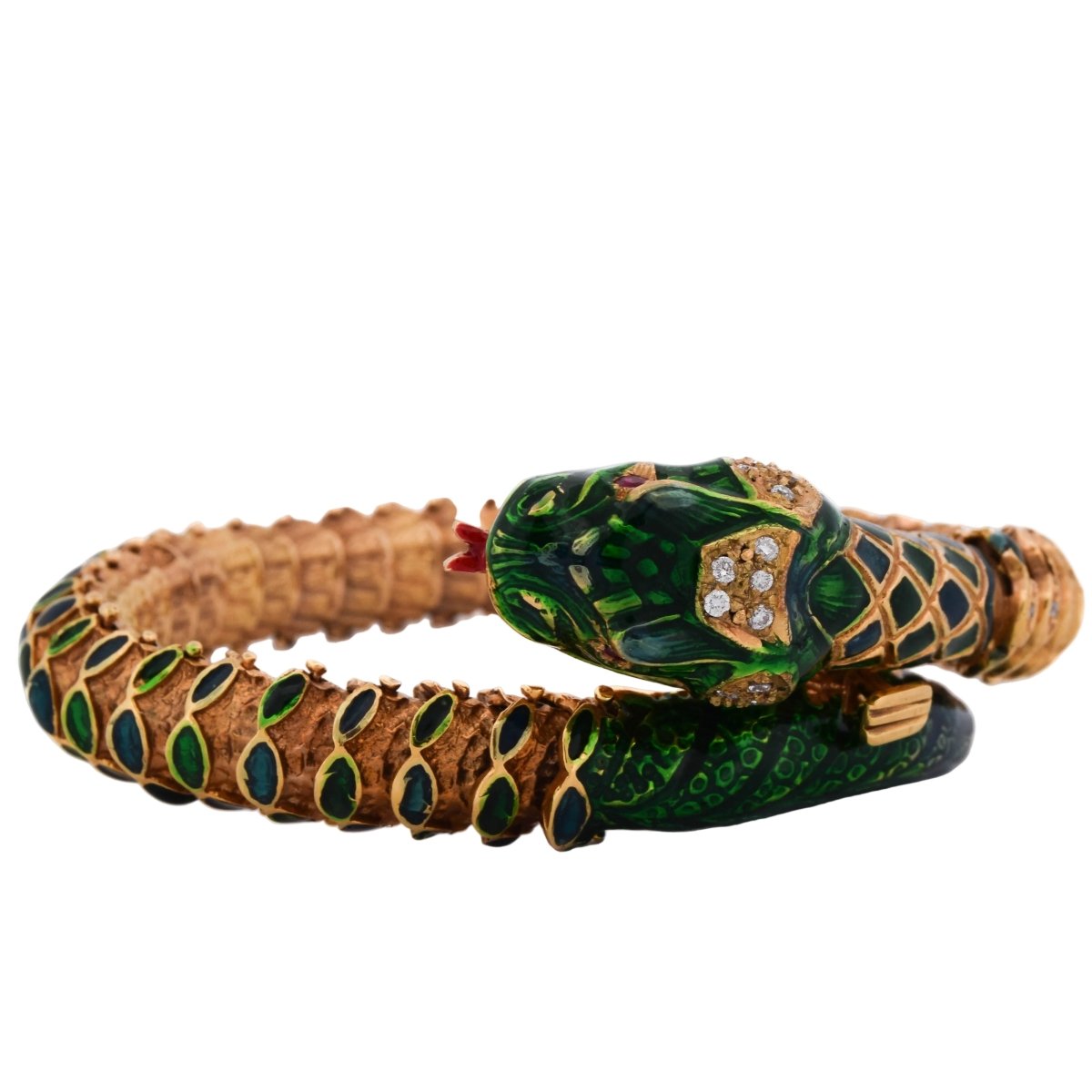 Bracelet en or jaune, émail, rubis et diamants - Castafiore