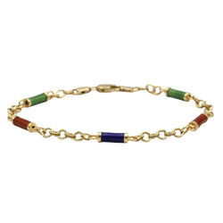 Bracelet en or jaune émaillé bleu, vert, rouge - Castafiore
