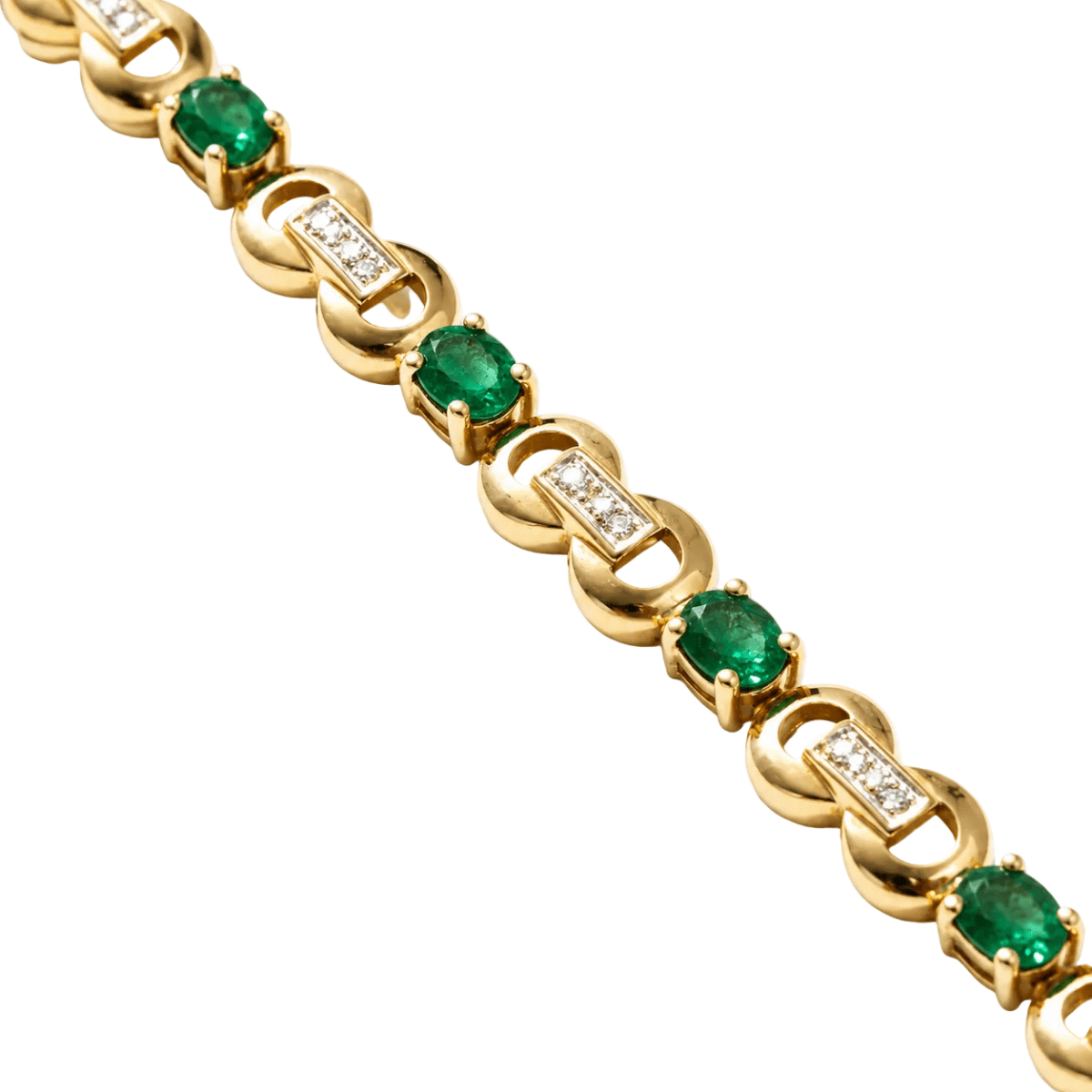 Bracelet en or jaune, émeraudes et diamants - Castafiore
