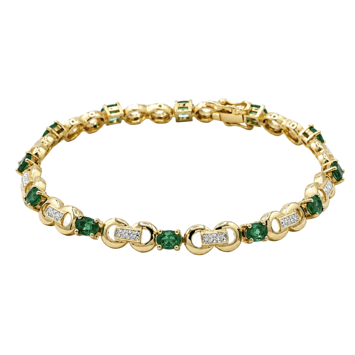 Bracelet en or jaune, émeraudes et diamants - Castafiore