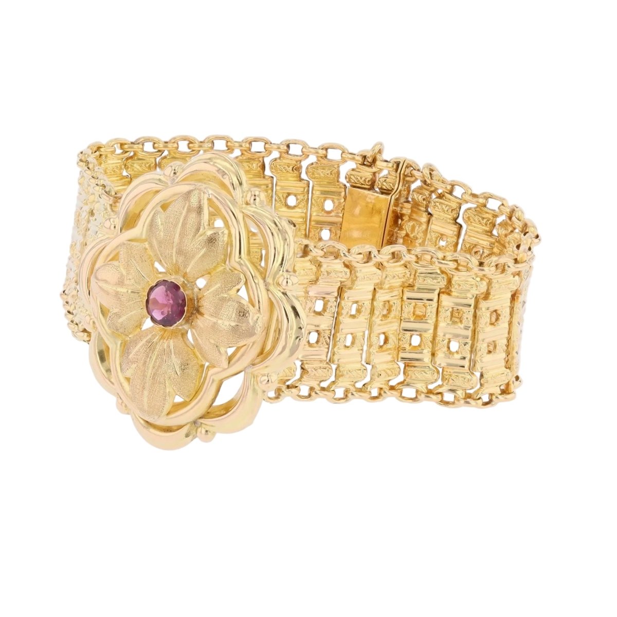 Bracelet en or jaune et grenat - Castafiore