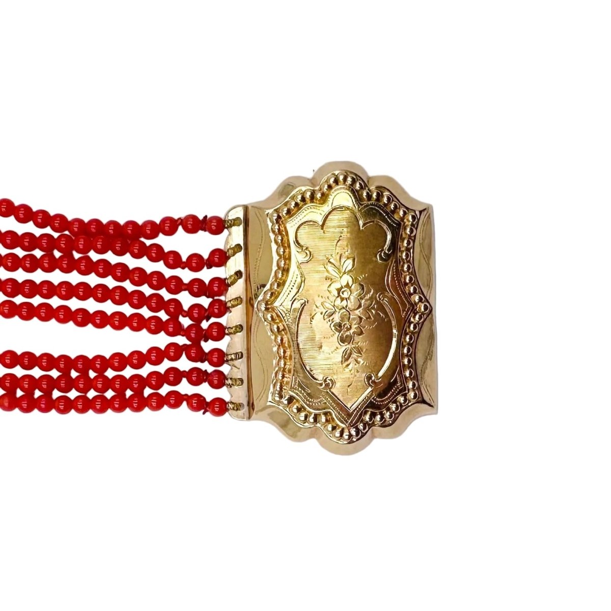 Bracelet en or jaune et perles de corail - Castafiore