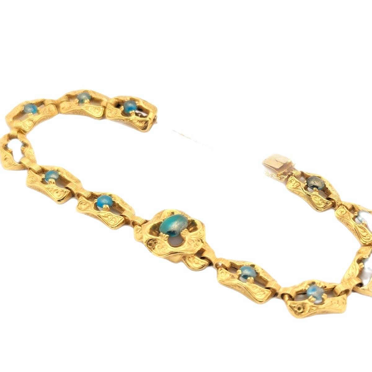 Bracelet en or jaune et turquoises - Castafiore