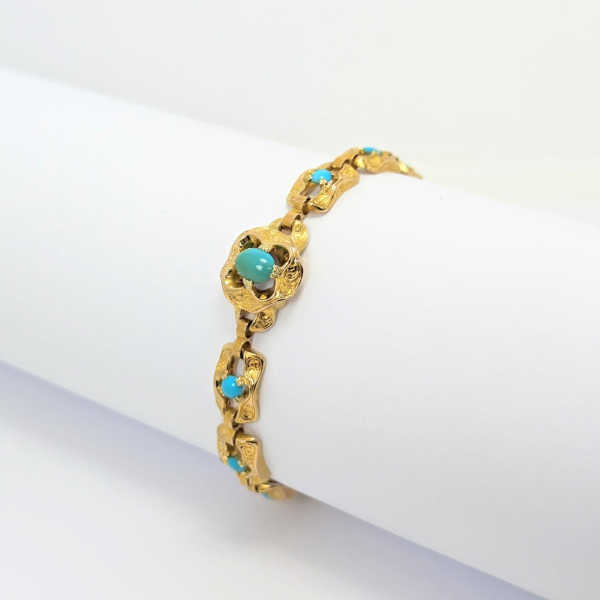 Bracelet en or jaune et turquoises - Castafiore