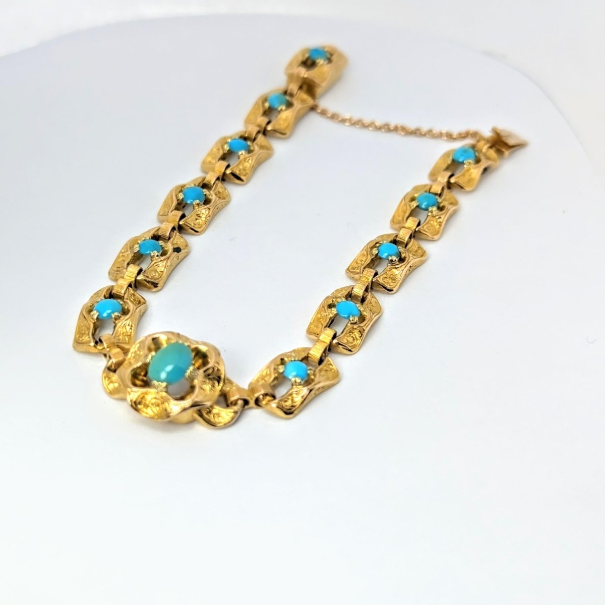 Bracelet en or jaune et turquoises - Castafiore