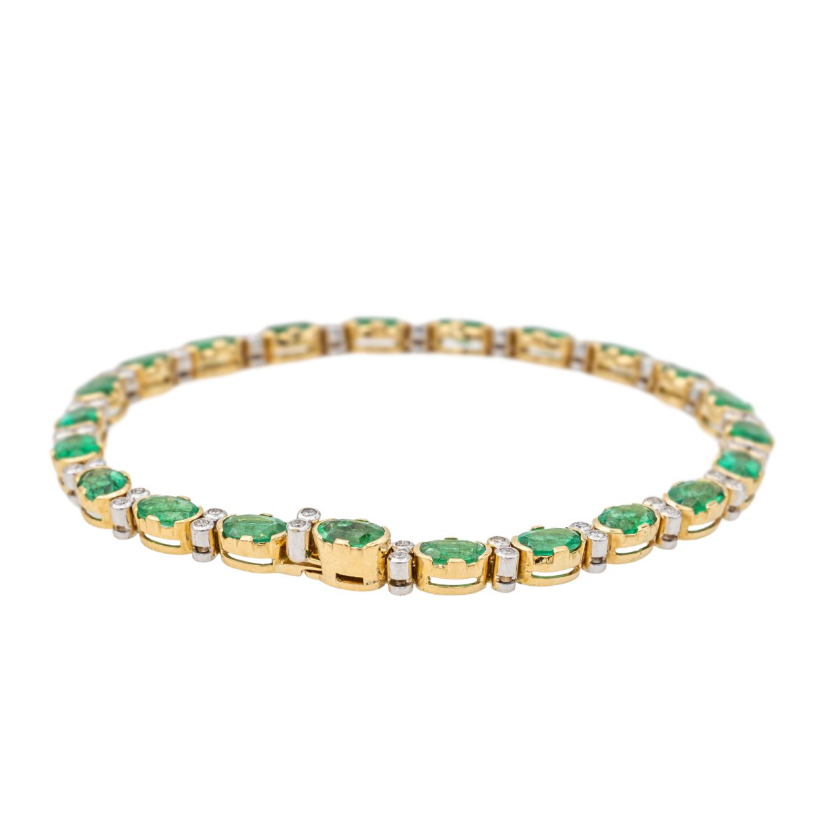 Bracelet en or jaune, or blanc, diamant et émeraude - Castafiore