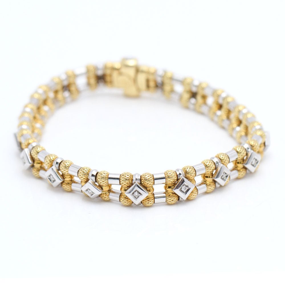 Bracelet en or jaune, or blanc et diamants - Castafiore