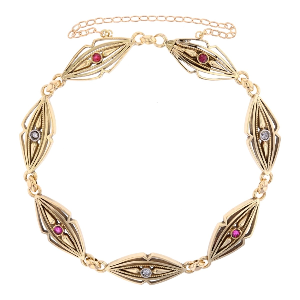 Bracelet en or jaune, rubis et diamants - Castafiore