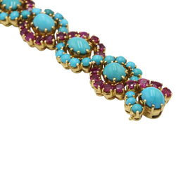 Bracelet en or jaune, rubis et turquoises - Castafiore