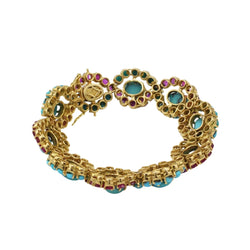 Bracelet en or jaune, rubis et turquoises - Castafiore