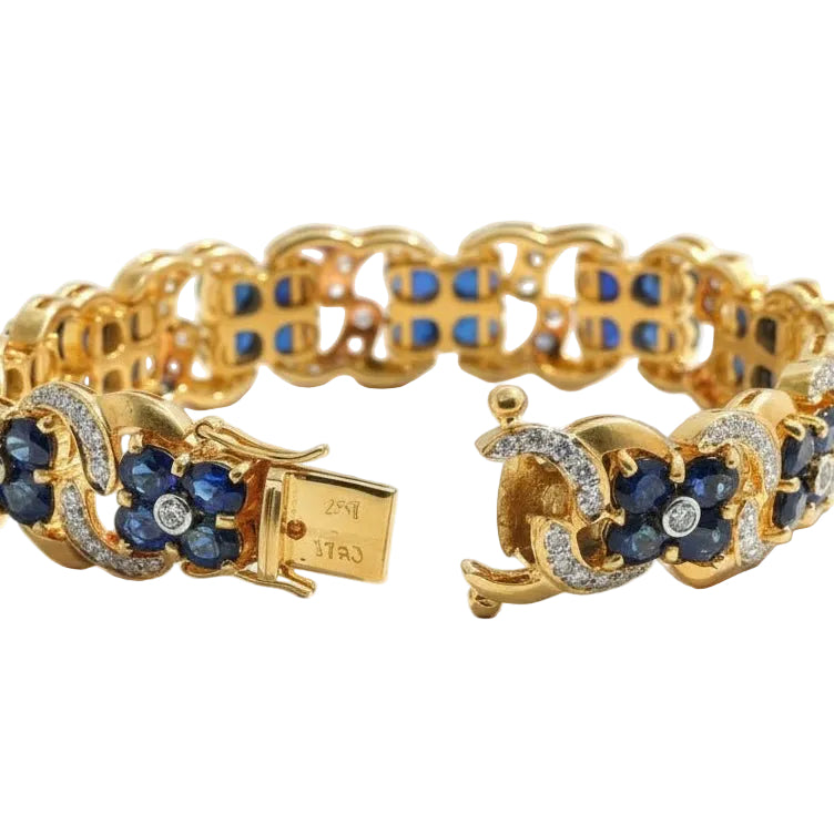 Bracelet en or jaune, saphirs et Diamants - Castafiore