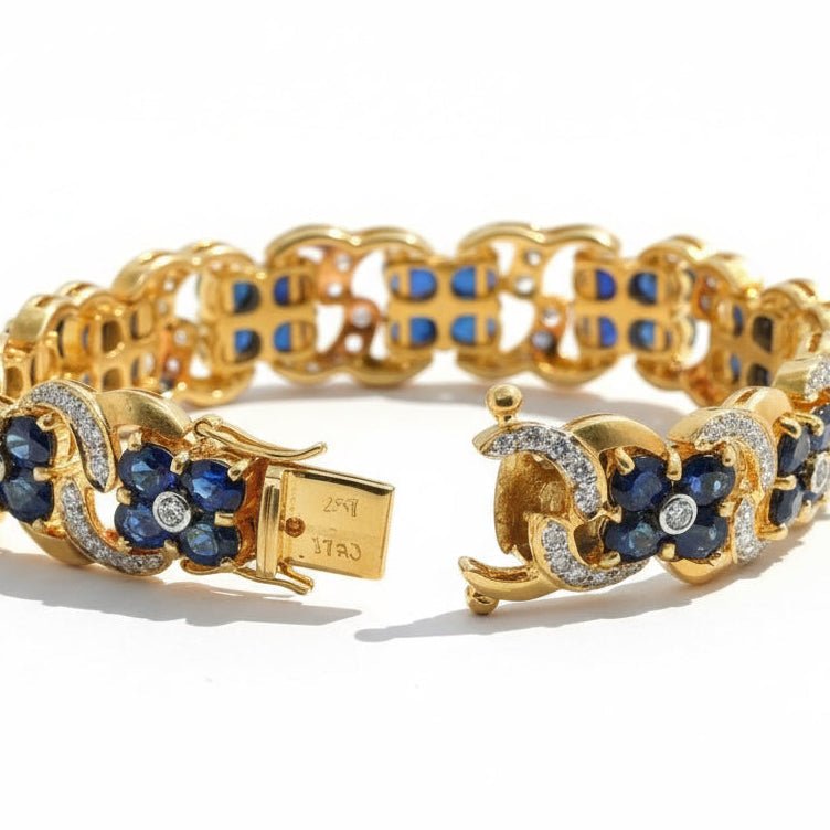 Bracelet en or jaune, saphirs et Diamants - Castafiore