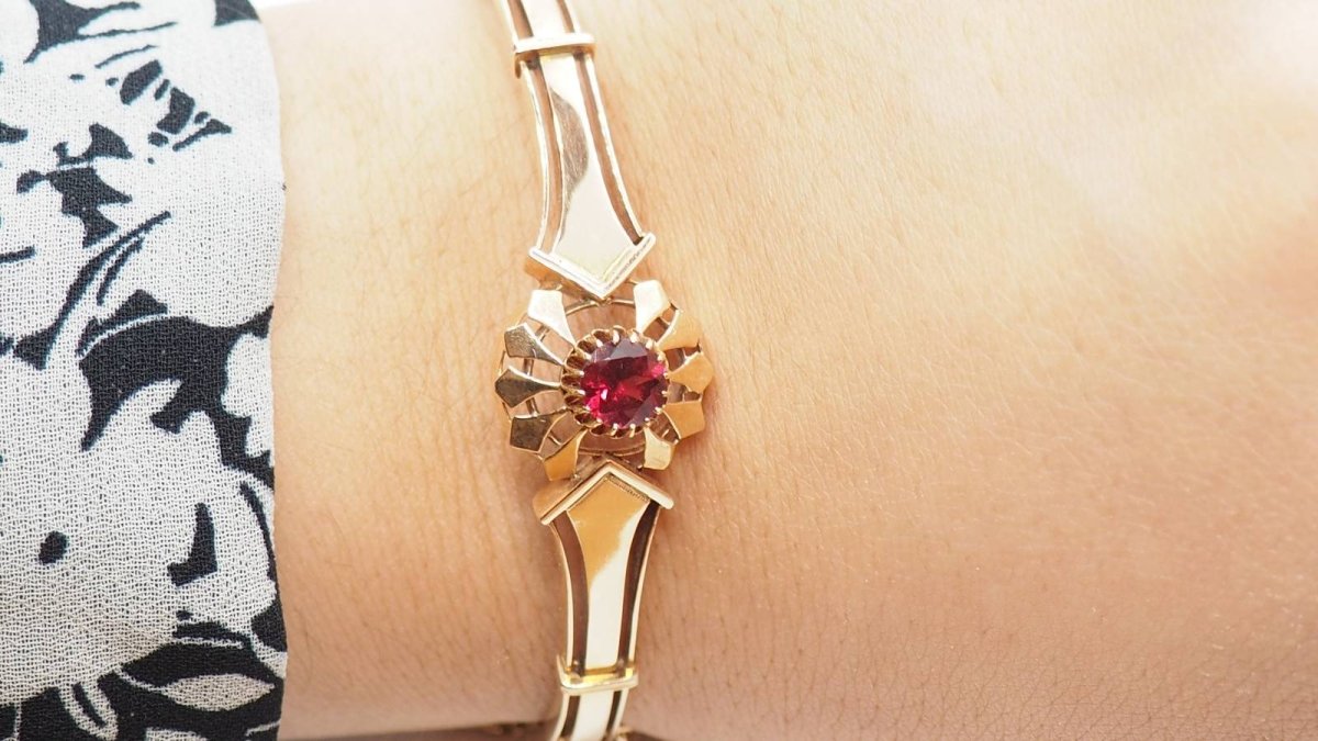 Bracelet en or rose et grenat - Castafiore