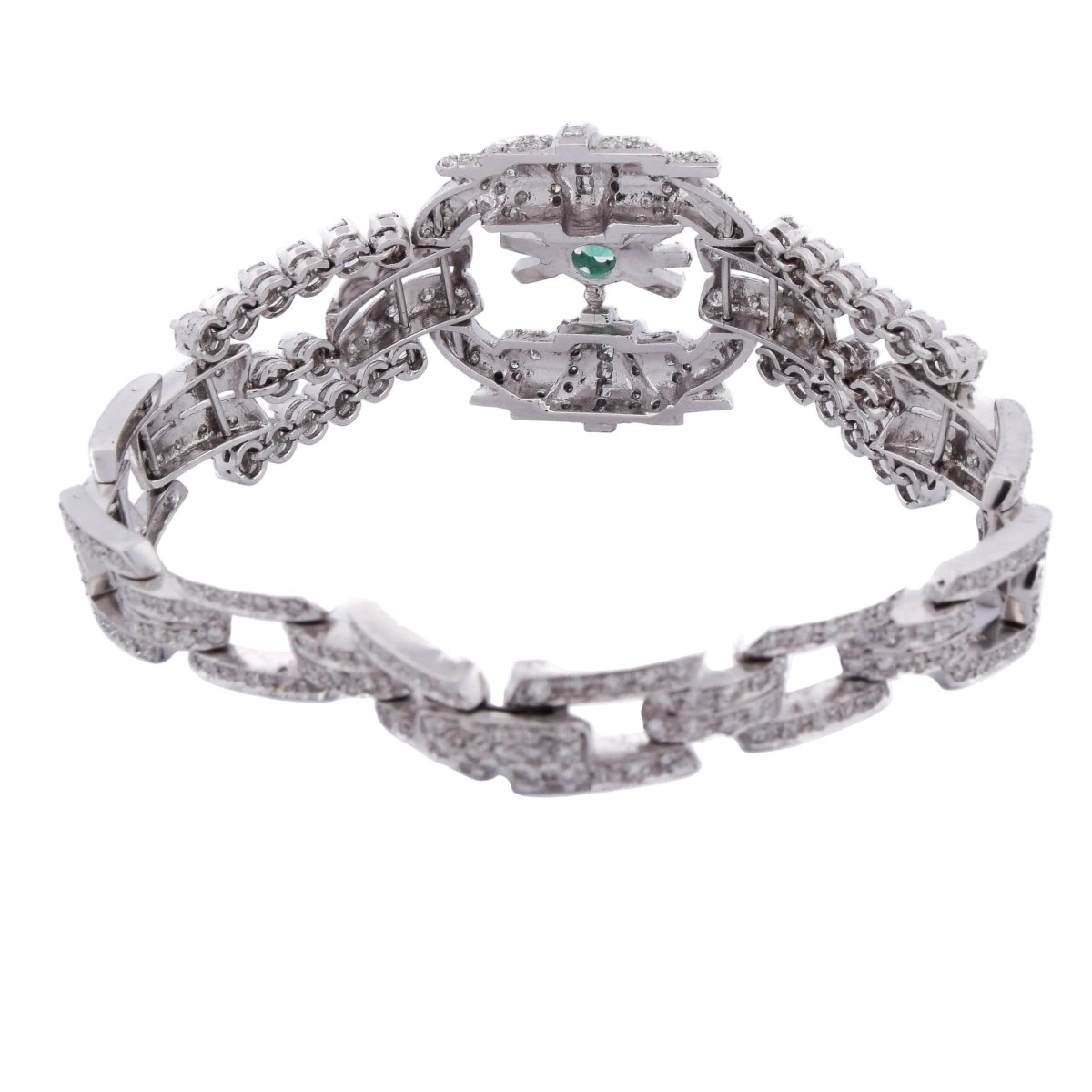 Bracelet en platinum, émeraude et diamants - Castafiore