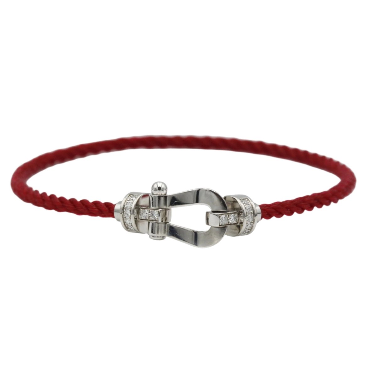 Bracelet FRED "Force 10" en or blanc, acier et diamants - Castafiore