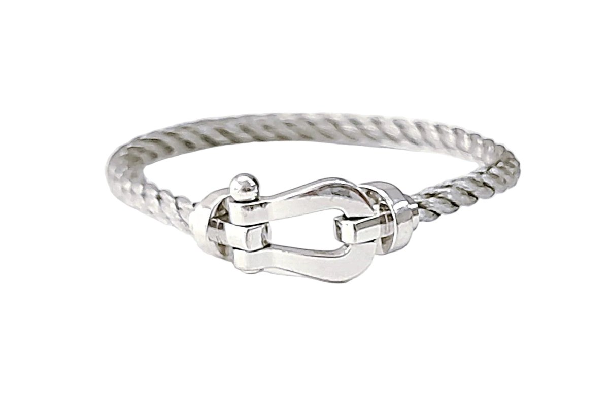 Bracelet FRED Force 10 en or blanc et acier