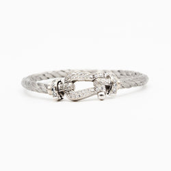 Bracelet FRED "Force 10" GM en or blanc, acier et diamants - Castafiore