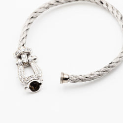 Bracelet FRED "Force 10" GM en or blanc, acier et diamants - Castafiore