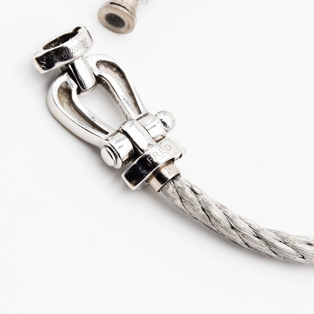 Bracelet FRED "Force 10" GM en or blanc, acier et diamants - Castafiore