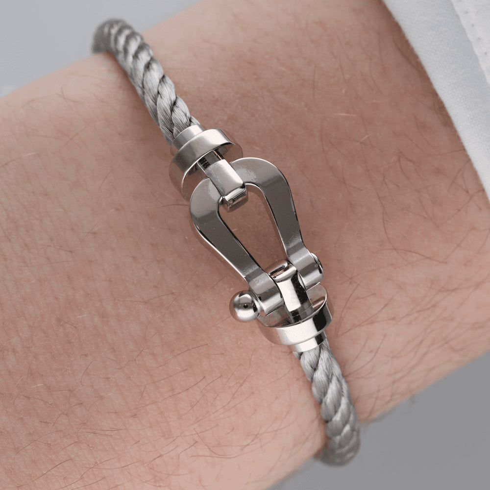 Bracelet FRED "Force 10" GM en or blanc et acier - Castafiore