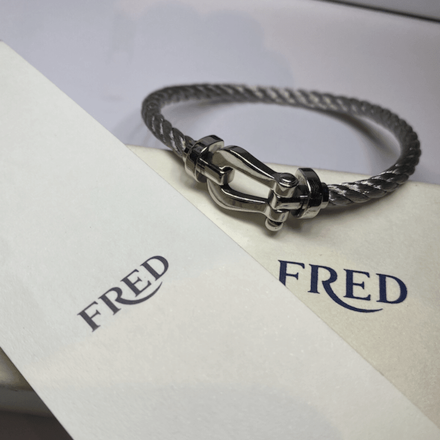 Bracelet FRED "Force 10" GM en or blanc et acier - Castafiore
