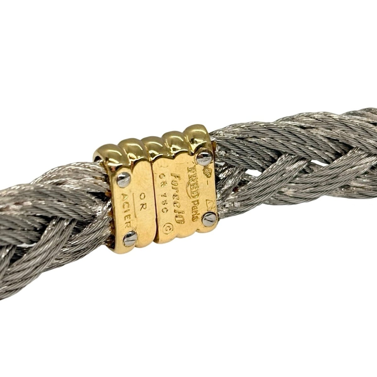 Bracelet FRED "Force 10 Vintage" en or jaune et acier - Castafiore