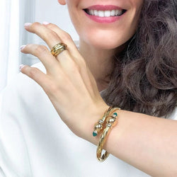 Bracelet FRED Vintage en or jaune et chrysoprase - Castafiore