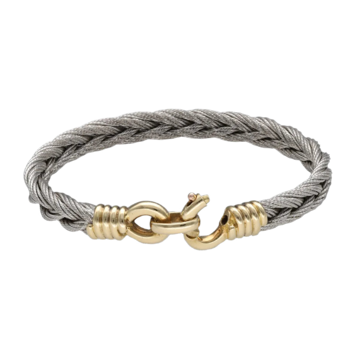 Bracelet Fred Vintage Force 10 en Or jaune 18k et Acier vers 1980, 17 cm. - Castafiore