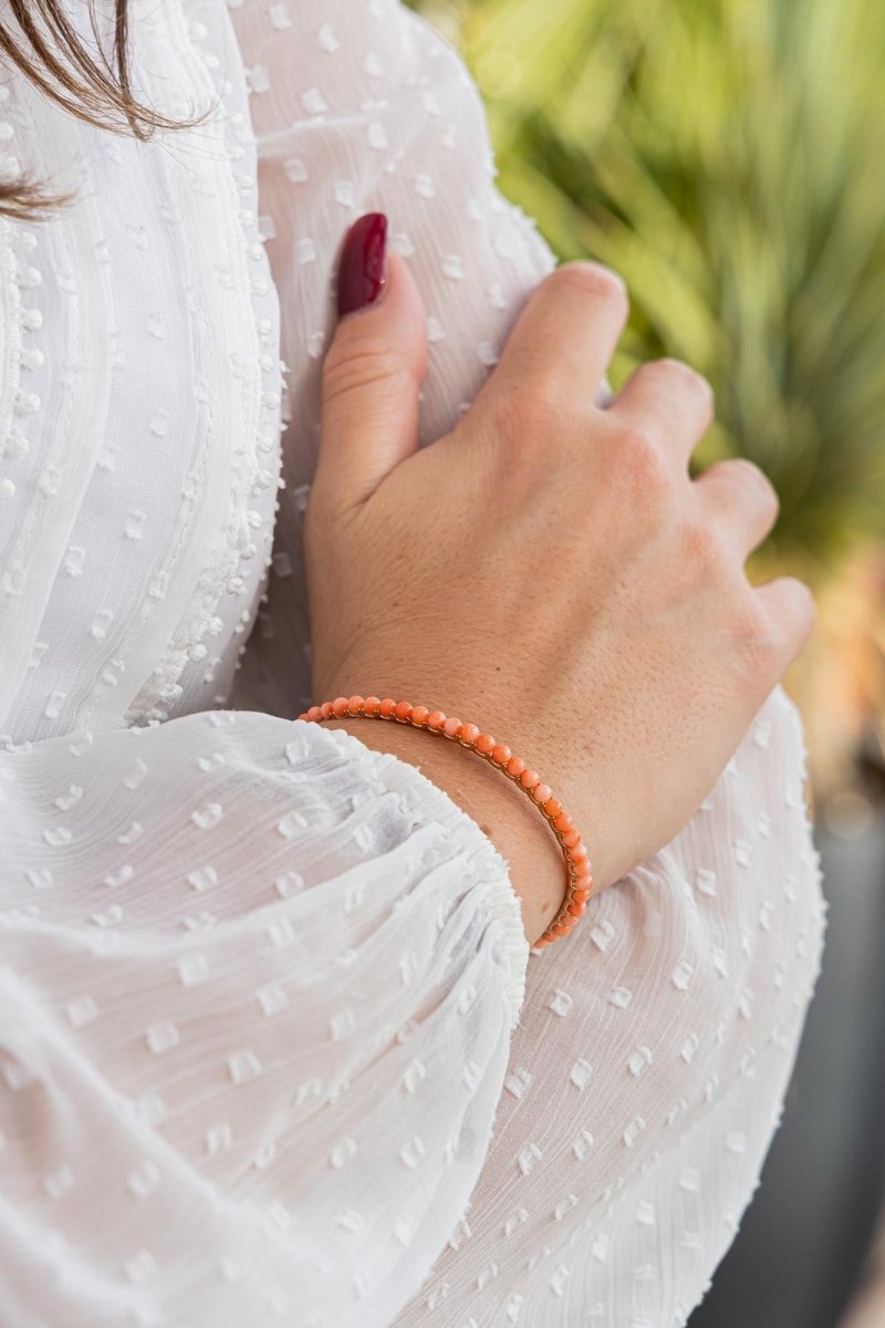 Bracelet GINETTE NY, "Maria", en Or rose et Corail - Castafiore