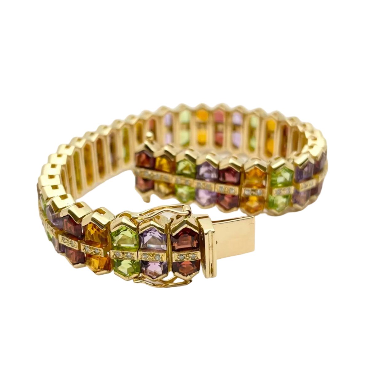 Bracelet GOUBLE' PARIS en or jaune, quartz, améthystes, tourmalines et diamants - Castafiore