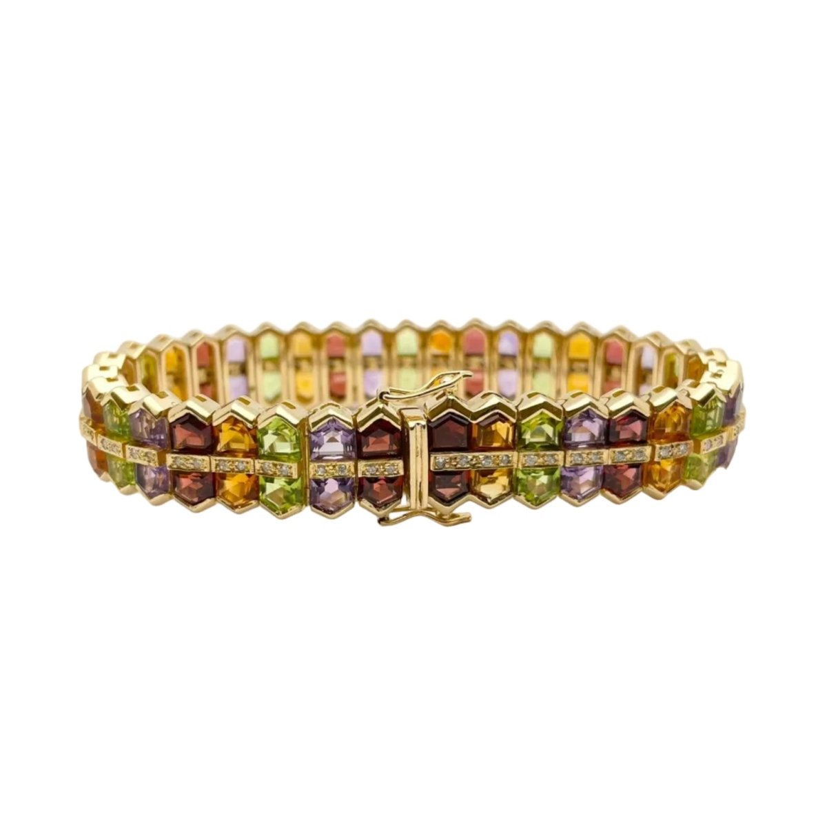 Bracelet GOUBLE' PARIS en or jaune, quartz, améthystes, tourmalines et diamants - Castafiore