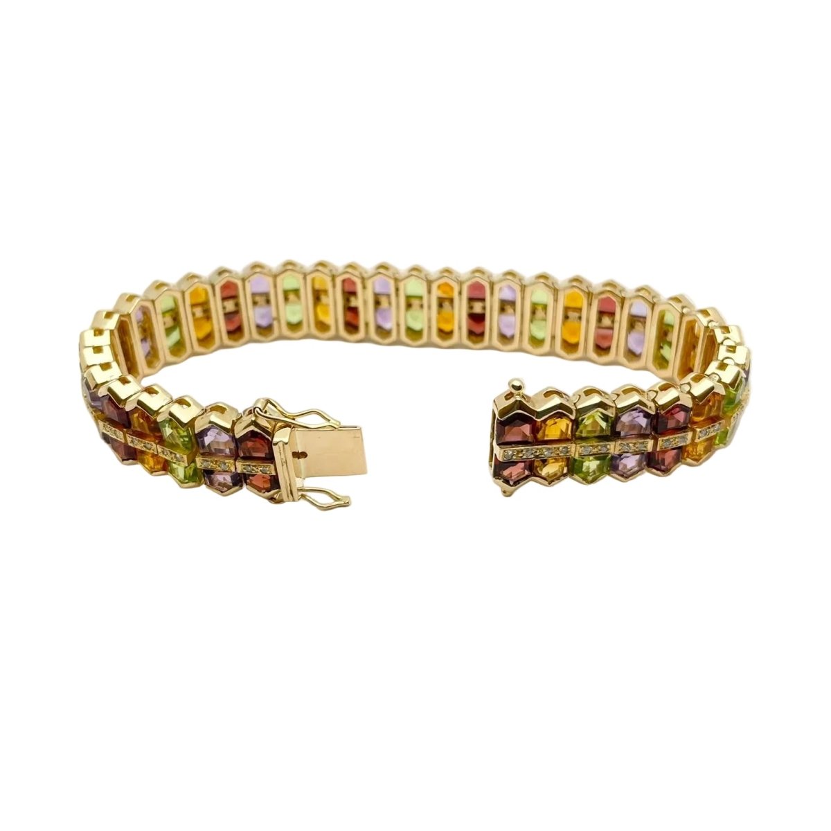 Bracelet GOUBLE' PARIS en or jaune, quartz, améthystes, tourmalines et diamants - Castafiore